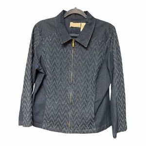 Alfred Dunner Women's Blue denim Jacket with embellishments- Size 14P